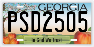 GA license plate PSD2505