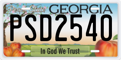 GA license plate PSD2540