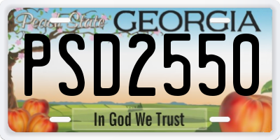 GA license plate PSD2550