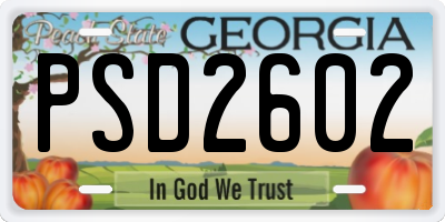 GA license plate PSD2602