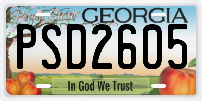 GA license plate PSD2605