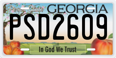 GA license plate PSD2609