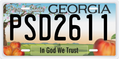 GA license plate PSD2611