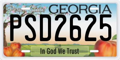 GA license plate PSD2625