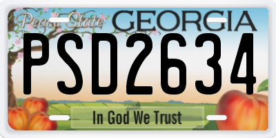 GA license plate PSD2634
