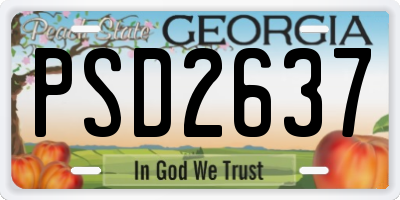 GA license plate PSD2637
