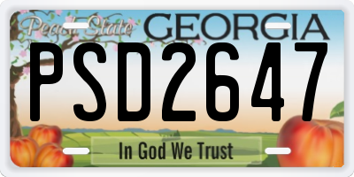 GA license plate PSD2647