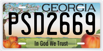 GA license plate PSD2669