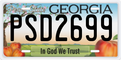 GA license plate PSD2699