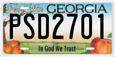 GA license plate PSD2701