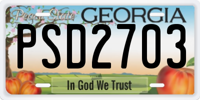 GA license plate PSD2703