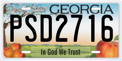 GA license plate PSD2716