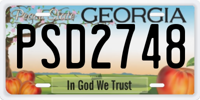 GA license plate PSD2748