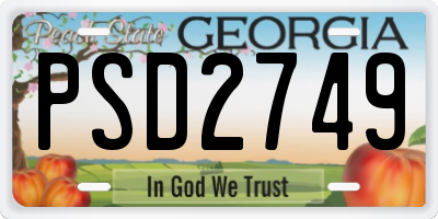 GA license plate PSD2749