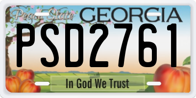 GA license plate PSD2761