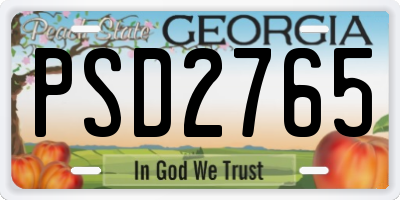 GA license plate PSD2765