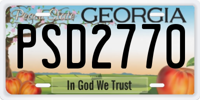 GA license plate PSD2770