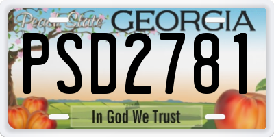 GA license plate PSD2781