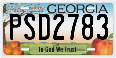 GA license plate PSD2783