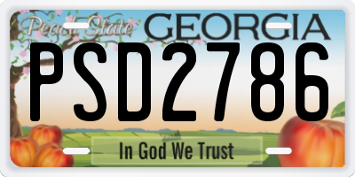 GA license plate PSD2786