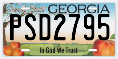 GA license plate PSD2795
