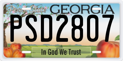 GA license plate PSD2807