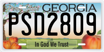 GA license plate PSD2809