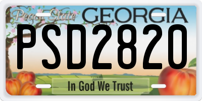 GA license plate PSD2820