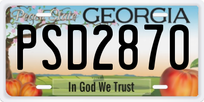 GA license plate PSD2870
