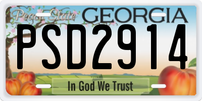 GA license plate PSD2914