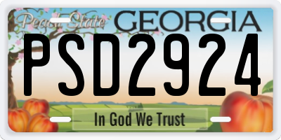 GA license plate PSD2924