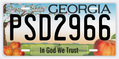 GA license plate PSD2966