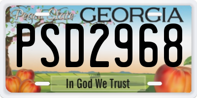 GA license plate PSD2968