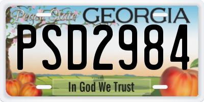 GA license plate PSD2984