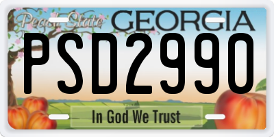 GA license plate PSD2990
