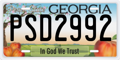 GA license plate PSD2992
