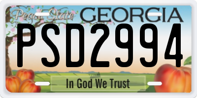 GA license plate PSD2994