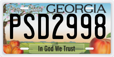 GA license plate PSD2998