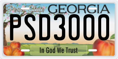 GA license plate PSD3000