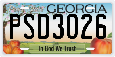 GA license plate PSD3026