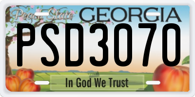 GA license plate PSD3070
