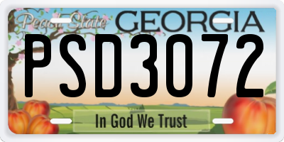 GA license plate PSD3072