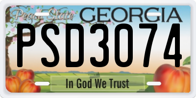 GA license plate PSD3074