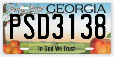 GA license plate PSD3138