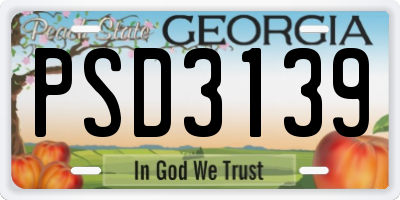 GA license plate PSD3139