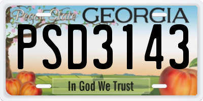 GA license plate PSD3143