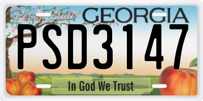 GA license plate PSD3147