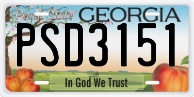 GA license plate PSD3151