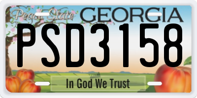 GA license plate PSD3158