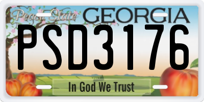 GA license plate PSD3176
